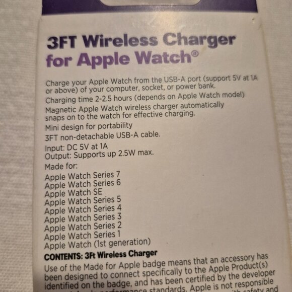 Infinitive 3 foot wireless charger for Apple Watch, New unopened box - Picture 3 of 5